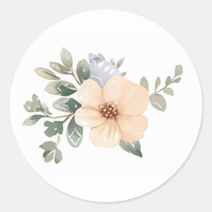Sticker Rond Aquarelle Fleurs de Pâques