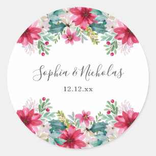 Sticker Rond Aquarelle Fleurs de vacances   MARIAGE