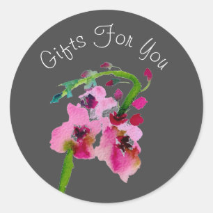 Sticker Rond Aquarelle fleurs design Cadeau marque d'affaires