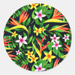 Sticker Rond Aquarelle Fleurs Et Fruits Motif Floral-23768