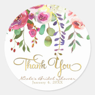 Sticker Rond Aquarelle Fleurs florales Mariage moderne coloré