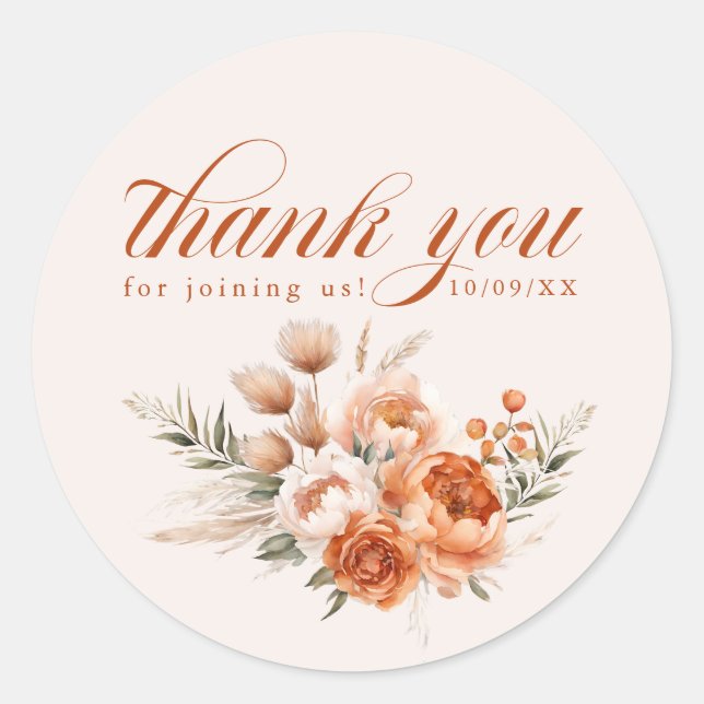 Sticker Rond Aquarelle Floral L'amour Est En Fleur Merci (Devant)