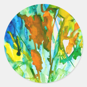 Sticker Rond aquarelle florale Abstraite