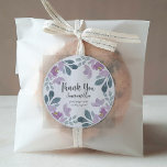 Sticker Rond Aquarelle florale Blush Merci rose<br><div class="desc">OEuvre originale sur le thème floral,  rose pastel et vert sauge. Une façon jolie et girly de dire merci. Customisez à vos préférences particulières.</div>