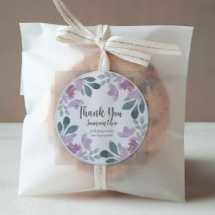 Sticker Rond Aquarelle florale Blush Merci rose