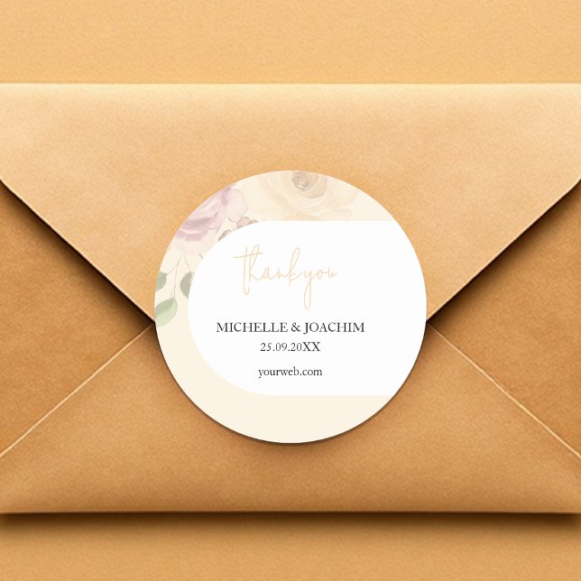 Sticker Rond Aquarelle florale de Boho bleu romantique (Créateur téléchargé)