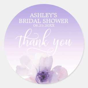 Sticker Rond Aquarelle Florale Purple Lavender Fête des mariées