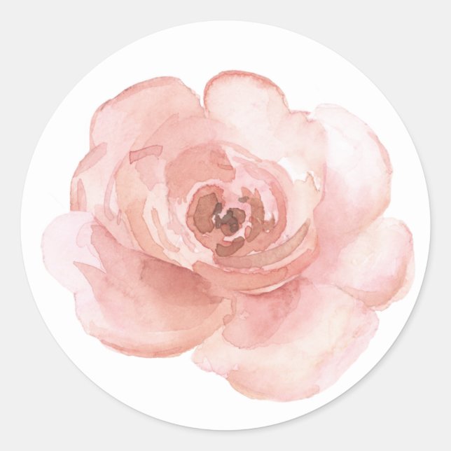 Sticker Rond Aquarelle Florale Rose Élégante Jolie (Devant)