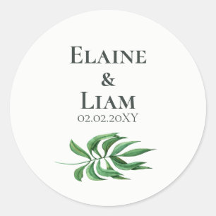 Sticker Rond Aquarelle Foliage Mariage de verdure