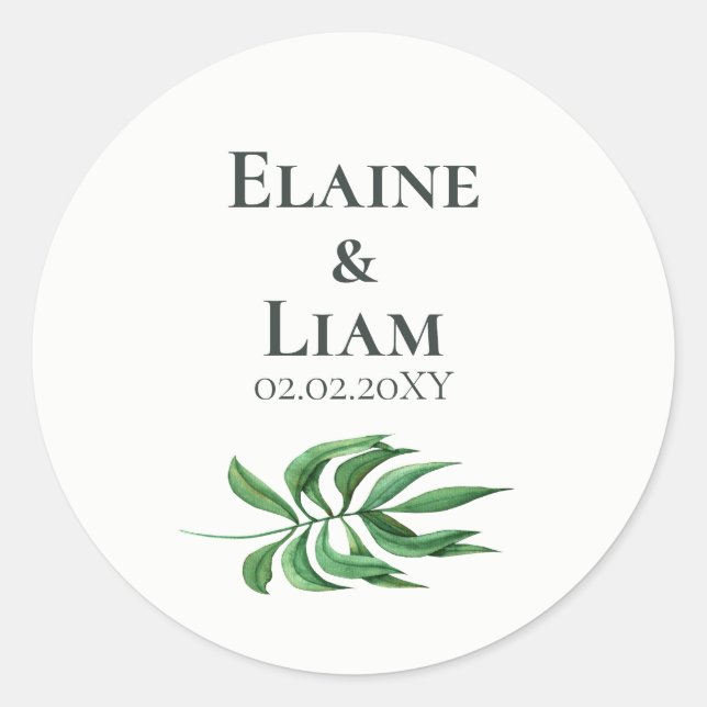 Sticker Rond Aquarelle Foliage Mariage de verdure (Devant)