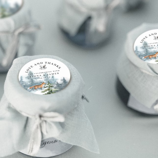 Sticker Rond Aquarelle Forêt Animaux Merci Mariage (Créateur téléchargé)