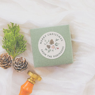 Sticker Rond Aquarelle Forêt-bois Folithe à Noël