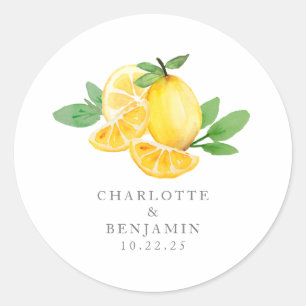 Sticker Rond Aquarelle Fruit citron Papier à lettres personnali