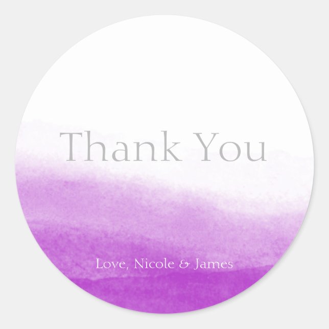 Sticker Rond Aquarelle Fuchsia Moderne Mariage élégant Faveur (Devant)