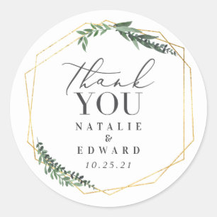 Sticker Rond aquarelle géométrique or feuillage