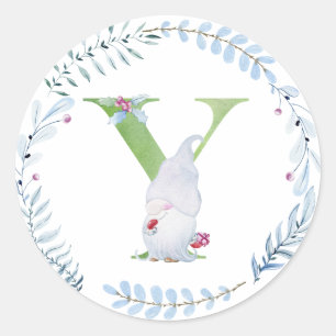 Sticker Rond Aquarelle gnome de Noël.