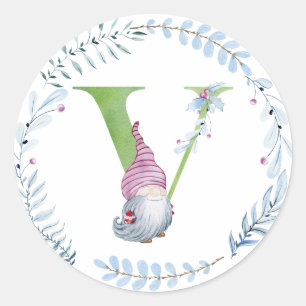 Sticker Rond Aquarelle gnome de Noël.