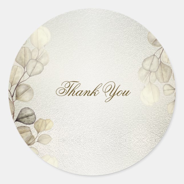 Sticker Rond Aquarelle Golden Eucalyptus Foliing Mariage brilla (Devant)
