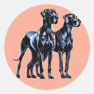 Sticker Rond Aquarelle Great Danes