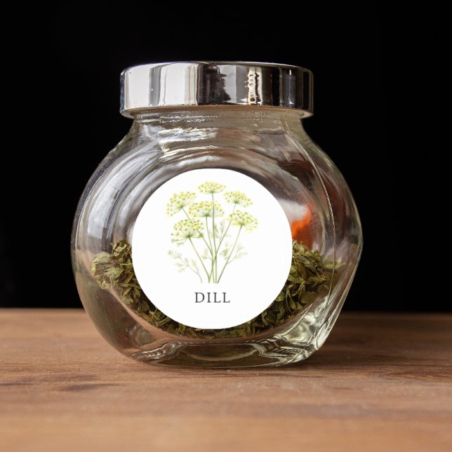 Sticker Rond Aquarelle Herb Dill (Herb Dill Watercolor Classic Round Sticker)