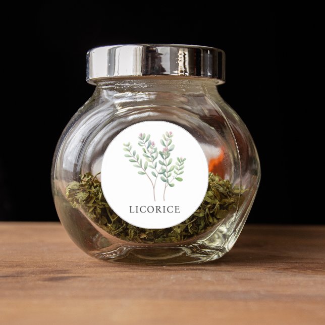 Sticker Rond Aquarelle Herbe Licorice (Herb Licorice Watercolor Classic Round Sticker)