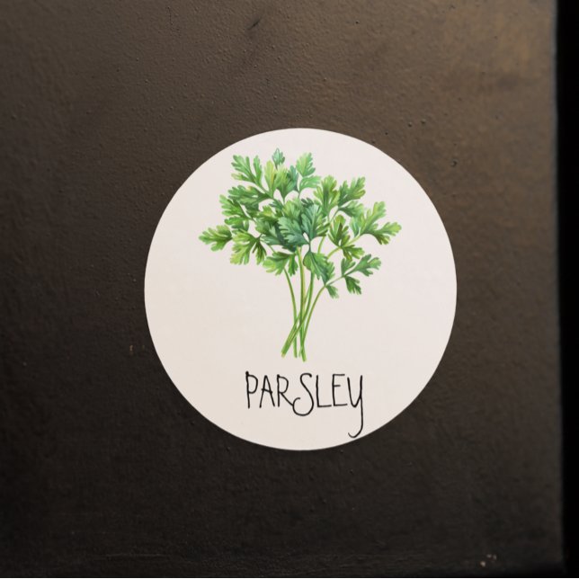 Sticker Rond Aquarelle Herbe Parsley (Créateur téléchargé)