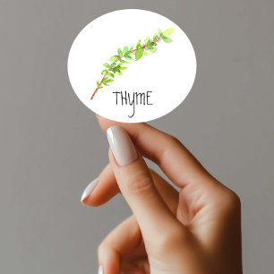 Sticker Rond Aquarelle Herbe Thyme