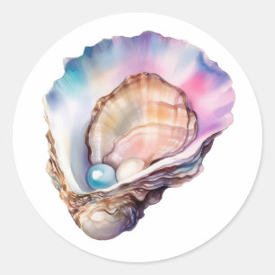 Sticker Rond Aquarelle Huître