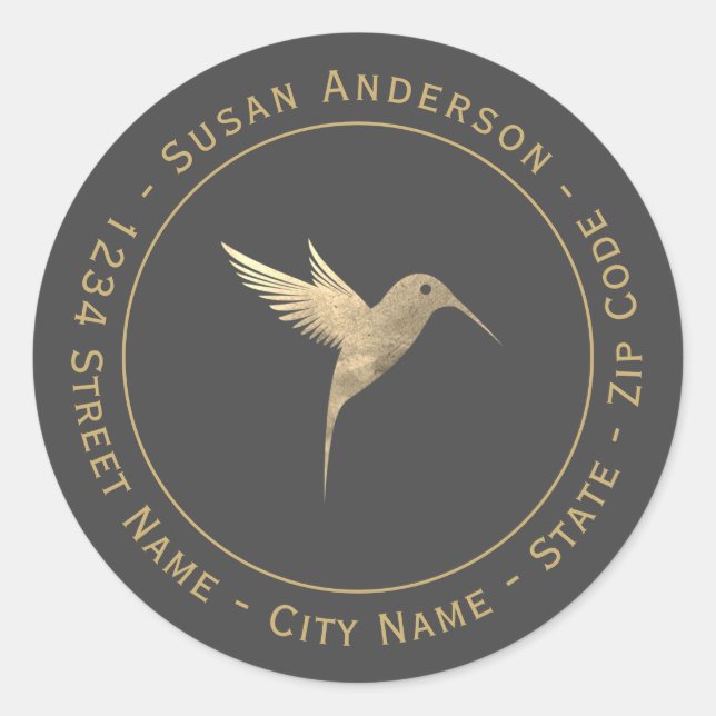 Sticker Rond Aquarelle Humming Birming Adresse de retour (Devant)