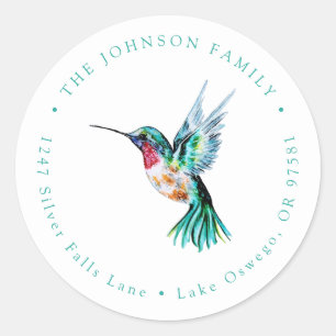 Sticker Rond Aquarelle Hummingbird Adresse de retour