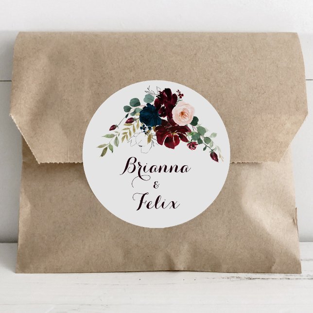 Sticker Rond Aquarelle illustrée Mariage de automne Enveloppe s (Créateur téléchargé)