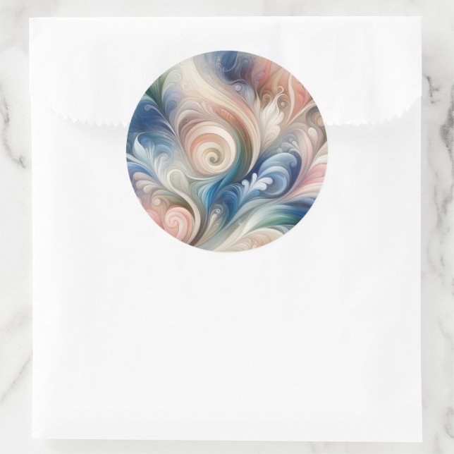 Sticker Rond Aquarelle Imaginaire Floral Romantique Motif (Sac)