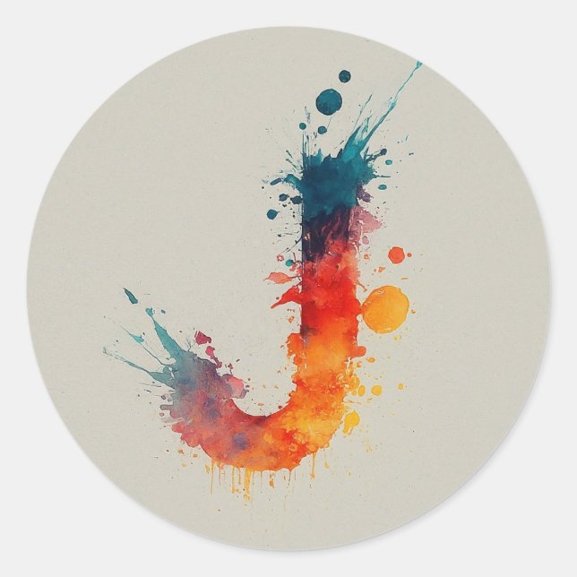 Sticker Rond Aquarelle J (Devant)
