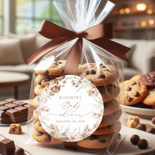 Sticker Rond Aquarelle Jardin Boho Baby shower Floral