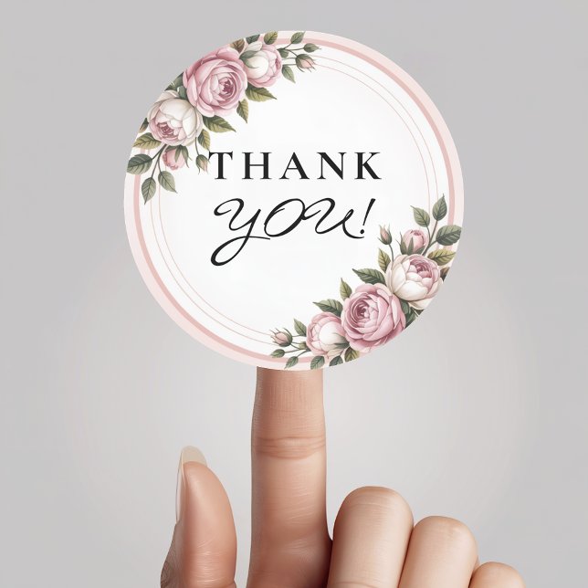 Sticker Rond Aquarelle Jardin Fleurs Merci (Créateur téléchargé)