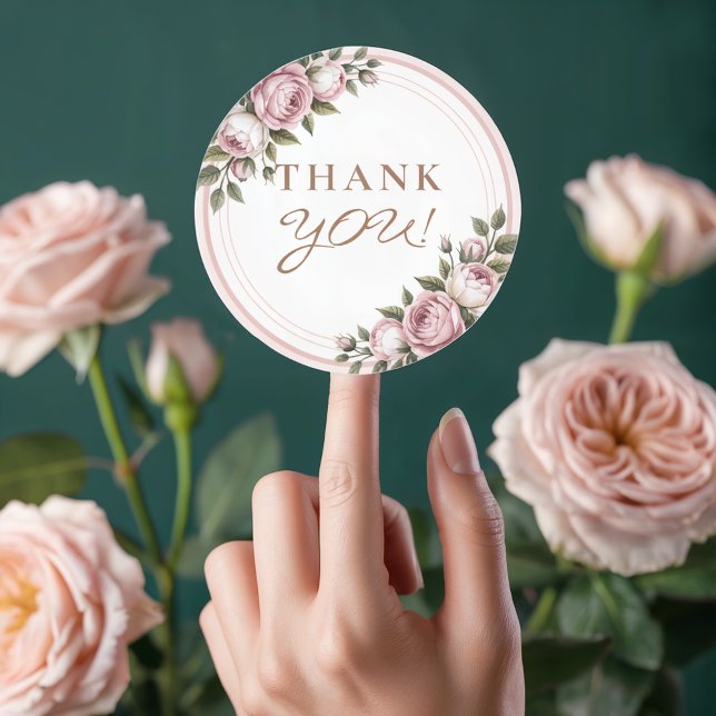 Sticker Rond Aquarelle Jardin Fleurs Merci (Créateur téléchargé)