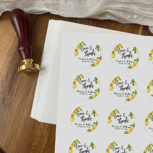 Sticker Rond Aquarelle jaune Citron Sprigs Aimer & Merci