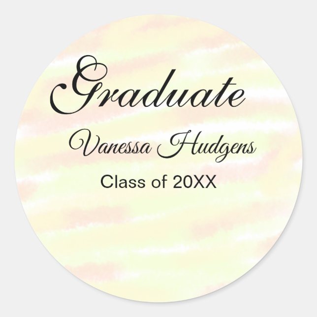 Sticker Rond Aquarelle jaune orange graduation ajouter le nom a (Devant)