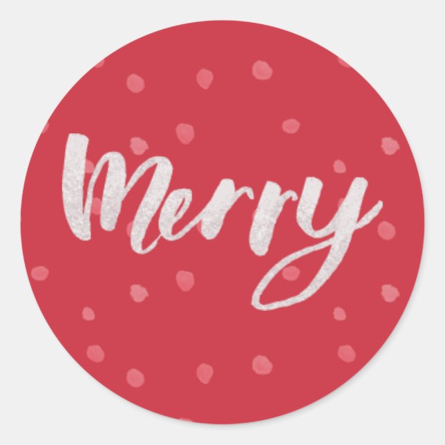Sticker Rond Aquarelle Joyeux Rouge Noël/Fêtes (Devant)