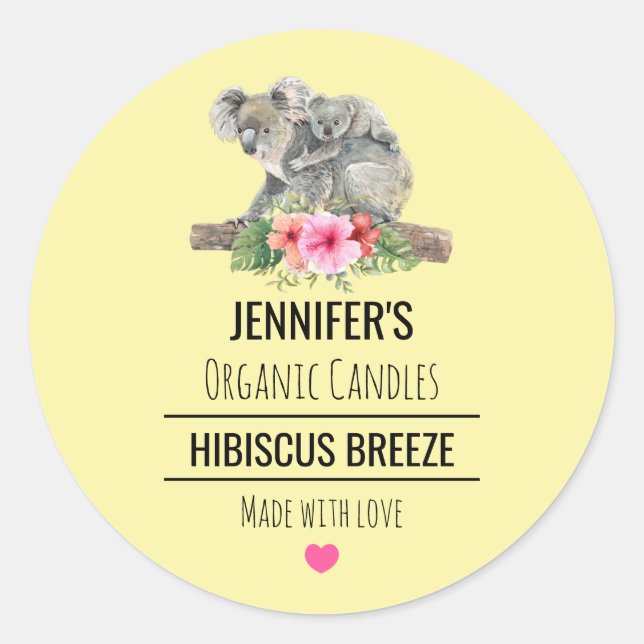 Sticker Rond Aquarelle Koala Porte un doux savon ou une odeur d (Devant)