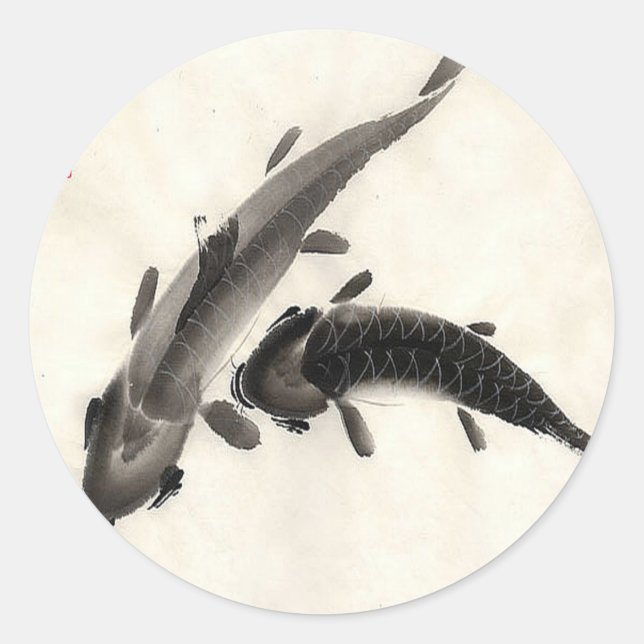 Sticker Rond Aquarelle Koi Fish (Devant)