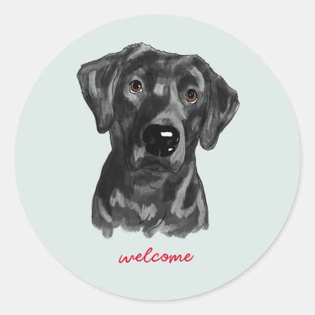 Sticker Rond Aquarelle labrador noir (Devant)