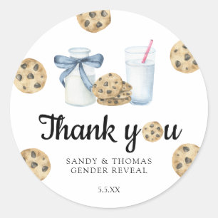 Sticker Rond Aquarelle Lait et biscuits Merci sexe révéler
