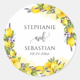 Sticker Rond Aquarelle Lavande Citron Bohème