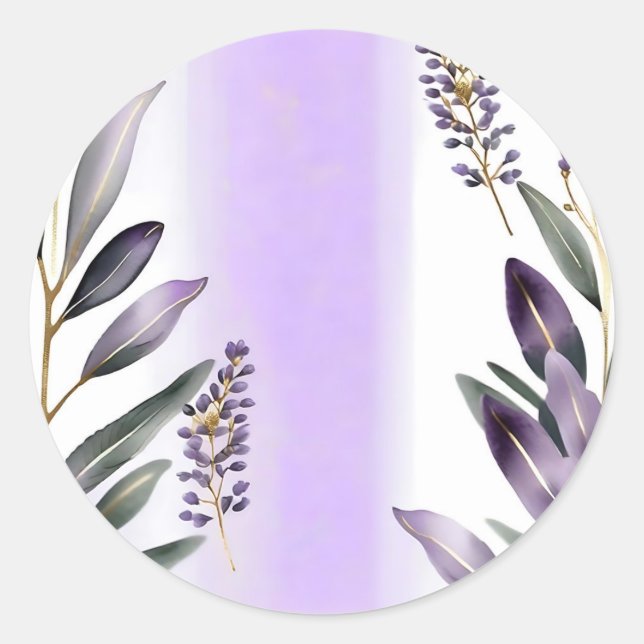 Sticker Rond Aquarelle Lavande et Eucalyptus (Devant)