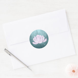 Sticker Rond Aquarelle Lavande Succulente, turquoise