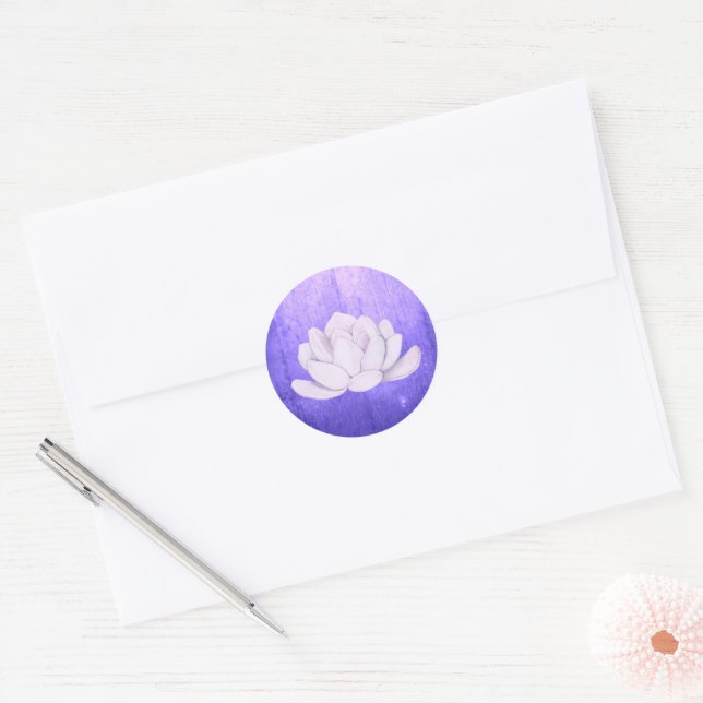 Sticker Rond Aquarelle Lavande Succulente, violet (Enveloppe)