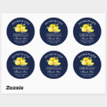 Sticker Rond Aquarelle Lemons Limoncello Merci bleu<br><div class="desc">Élégant citrons aquarelle fait maison Limoncello Mariage Stickers - Bleu</div>