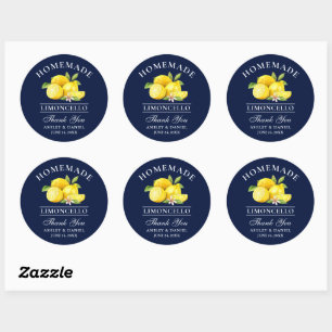 Sticker Rond Aquarelle Lemons Limoncello Merci bleu