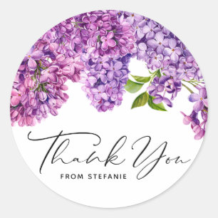 Sticker Rond Aquarelle Lilac Fleurs Merci d'anniversaire
